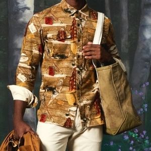 NWT L.L.BEAN X TODD SNYDER PRINTED CHAMOIS SHIRT IN CABIN PRINT XXL